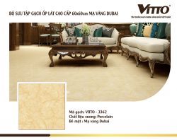 Thiết kế phòng khách với gạch Vitto 60x60 3362 mạ vàng